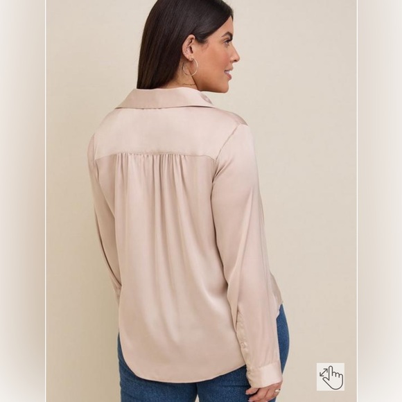 Torrid Madison Crepe De Chine Button-Front Long Sleeve Shirt - Picture 4 of 9